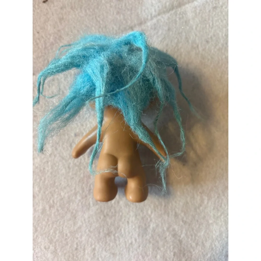 Vintage 1991 TNT Troll Doll Blue Hair Tongue Out 3 Inch‎ Collectible Figure